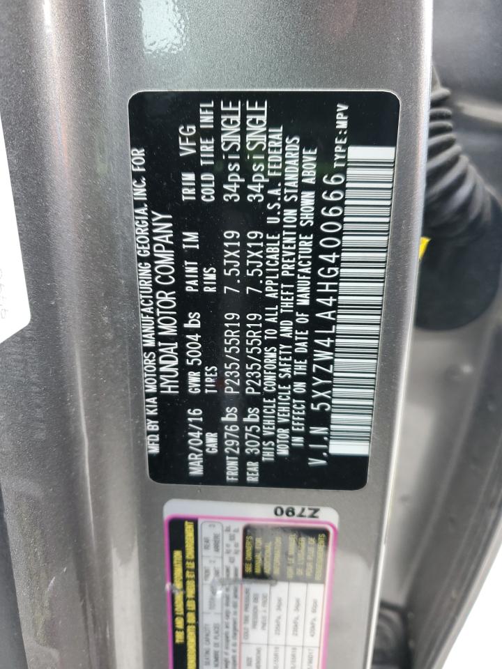 2017 Hyundai Santa Fe Sport VIN: 5XYZW4LA4HG400666 Lot: 92044535