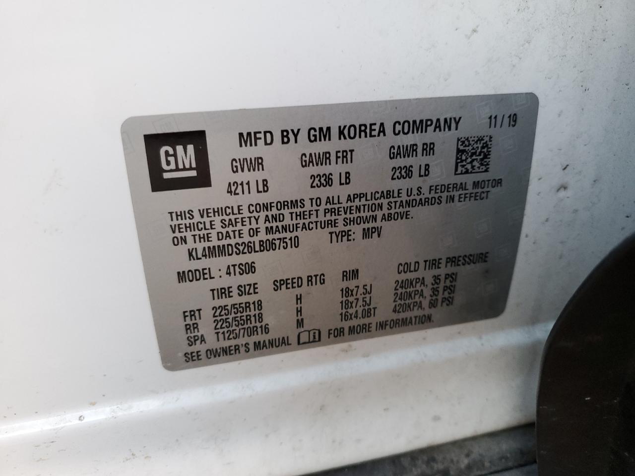 2020 Buick Encore Gx Select VIN: KL4MMDS26LB067510 Lot: 92948675