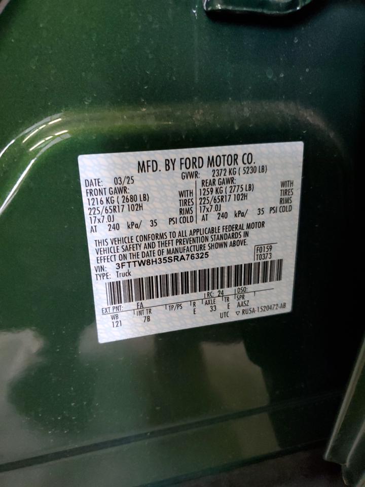 2025 Ford Maverick Xlt VIN: 3FTTW8H35SRA76325 Lot: 92342505