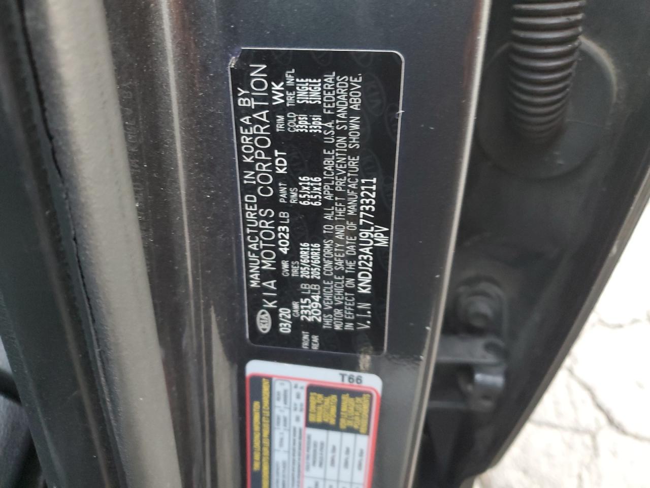 2020 Kia Soul Lx VIN: KNDJ23AU9L7733211 Lot: 93832635