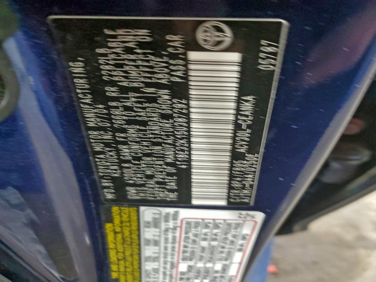 2005 Toyota Camry Le VIN: 4T1BE32K15U387292 Lot: 94436765