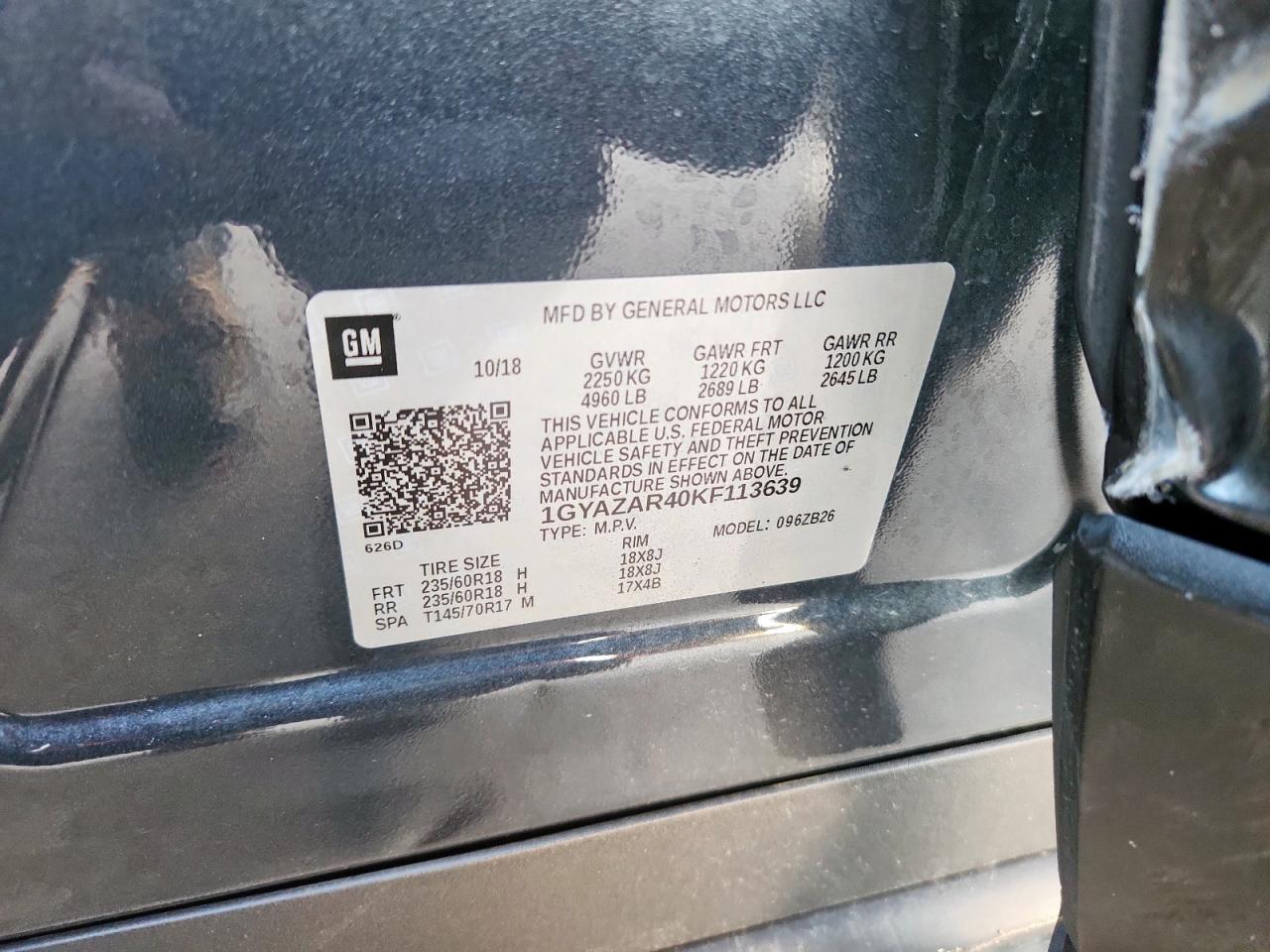 2019 Cadillac Xt4 Luxury VIN: 1GYAZAR40KF113639 Lot: 91204805