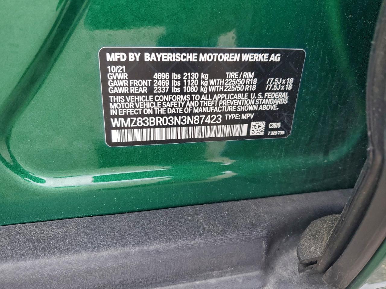 2022 Mini Cooper S Countryman All4 VIN: WMZ83BR03N3N87423 Lot: 94550325