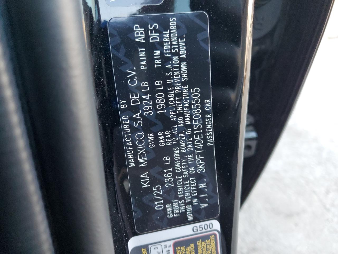 2025 Kia K4 Lx VIN: 3KPFT4DE1SE085505 Lot: 93145115