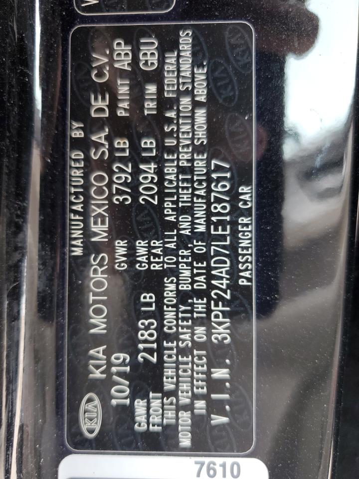 2020 Kia Forte Fe VIN: 3KPF24AD7LE187617 Lot: 91182765