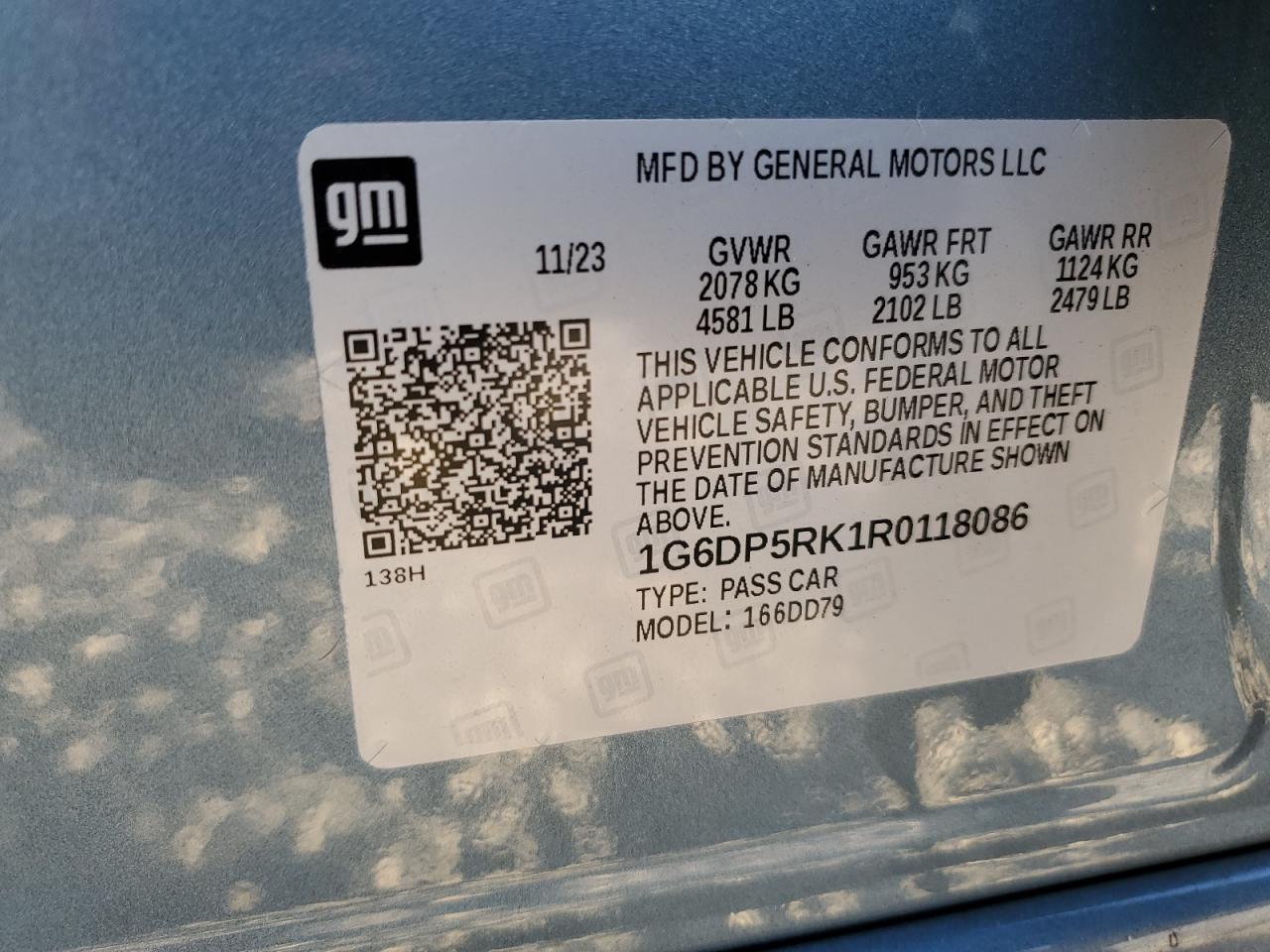 2024 Cadillac Ct5 Sport VIN: 1G6DP5RK1R0118086 Lot: 93524235