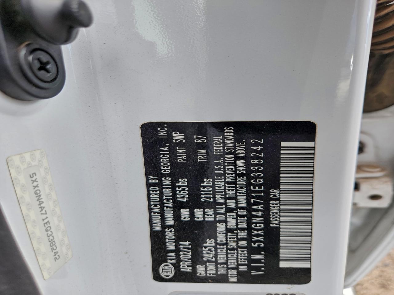 2014 Kia Optima Ex VIN: 5XXGN4A71EG338242 Lot: 93985865