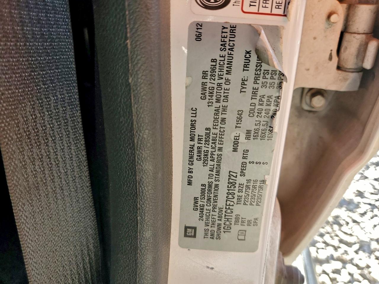 2012 Chevrolet Colorado Lt VIN: 1GCHTCFE7C8158727 Lot: 93832905