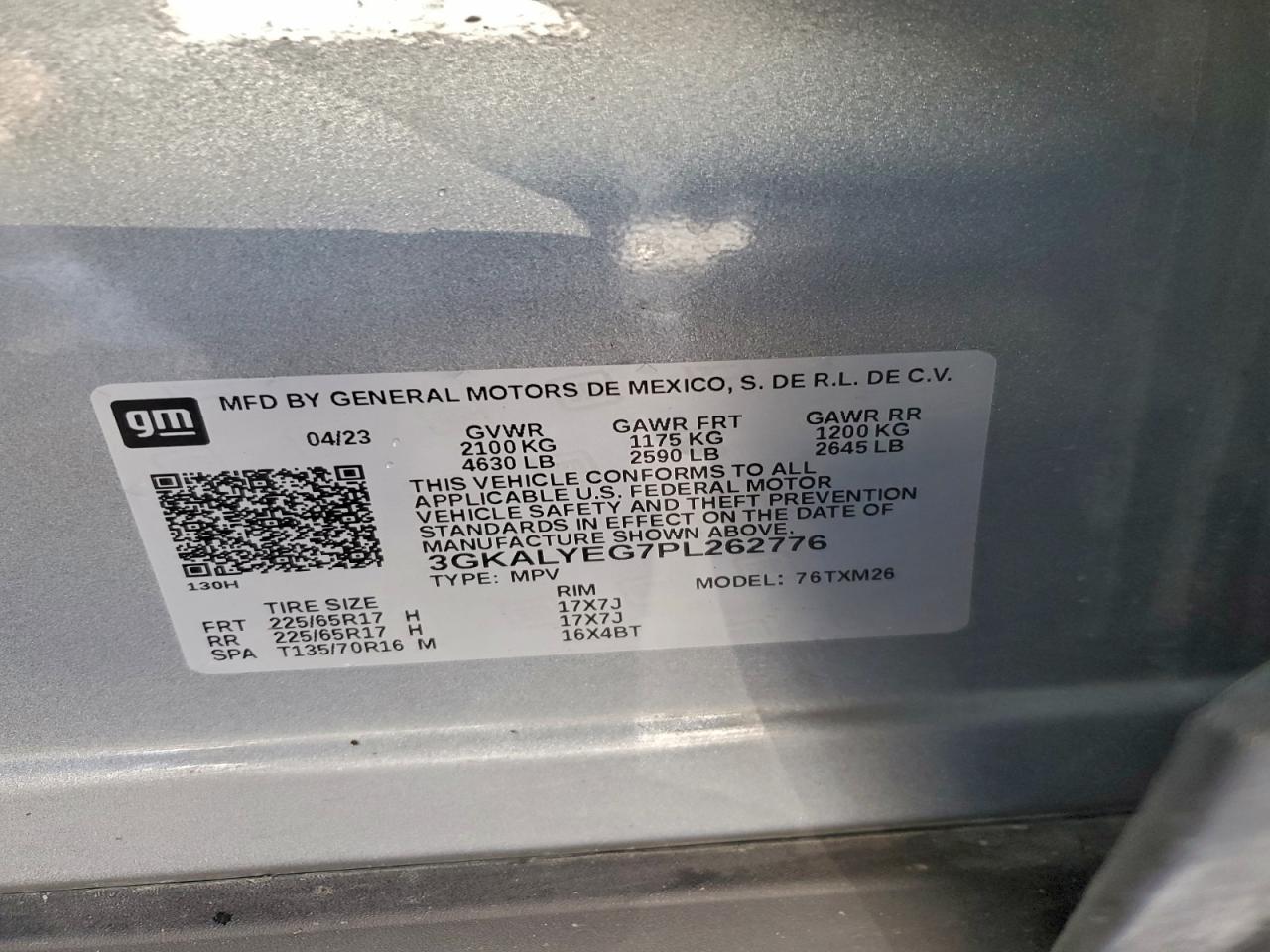 2023 GMC Terrain At4 VIN: 3GKALYEG7PL262776 Lot: 94385585