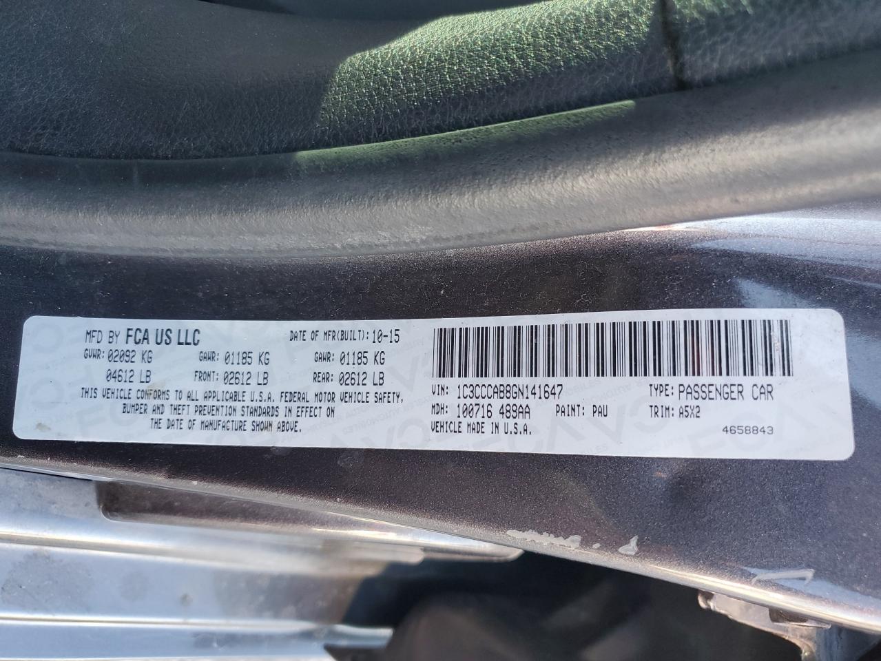 2016 Chrysler 200 Limited VIN: 1C3CCCAB8GN141647 Lot: 91585755