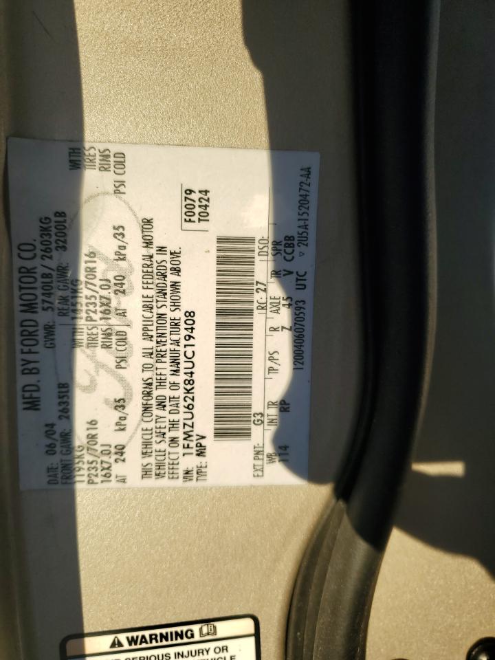 2004 Ford Explorer Xls VIN: 1FMZU62K84UC19408 Lot: 92347905