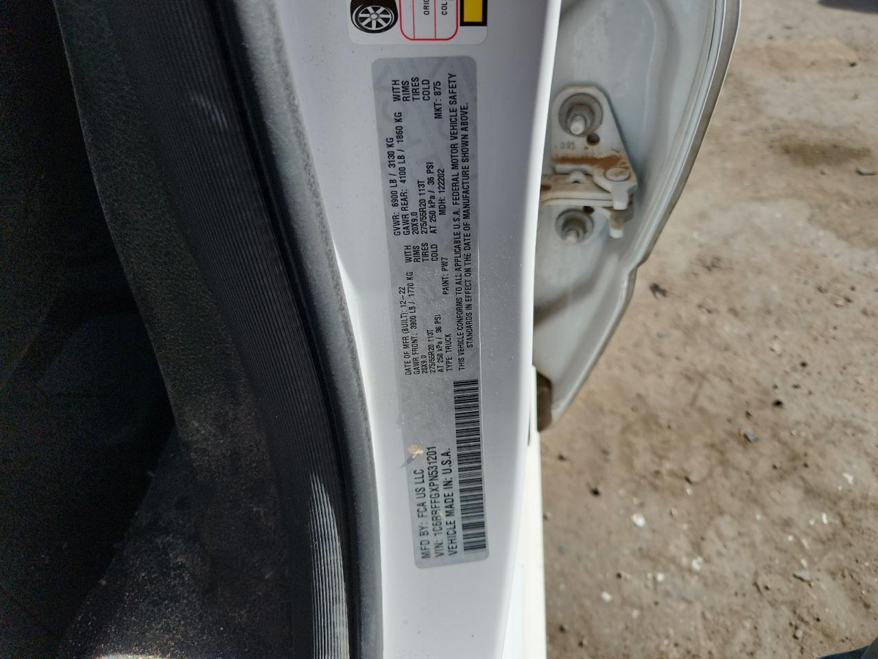 2023 Ram 1500 Big Horn/Lone Star VIN: 1C6RRFFGXPN531201 Lot: 91681495