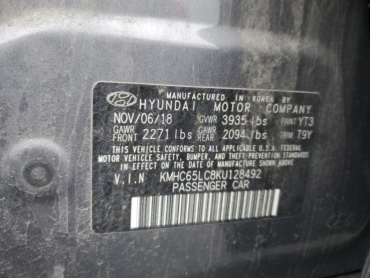 2019 Hyundai Ioniq Blue VIN: KMHC65LC8KU128492 Lot: 92264755