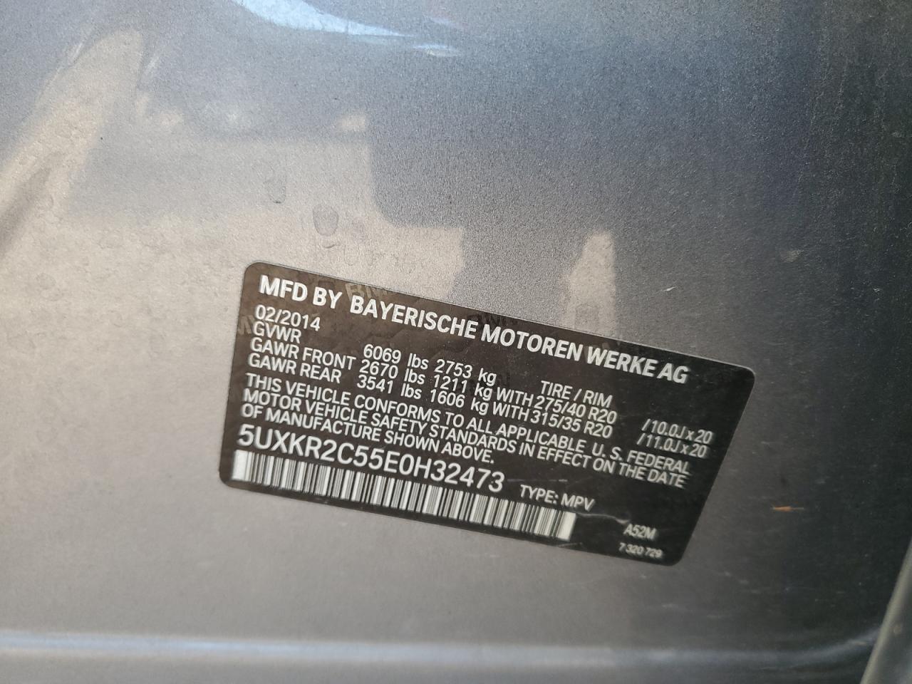 2014 BMW X5 Sdrive35I VIN: 5UXKR2C55E0H32473 Lot: 92236405