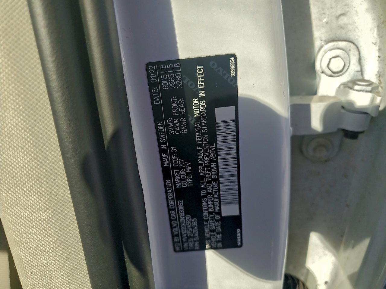 2022 Volvo Xc90 T5 Momentum VIN: YV4102CK0N1830862 Lot: 93623625