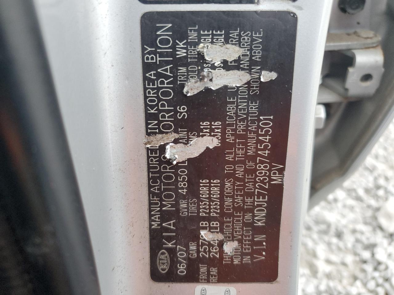 2008 Kia Sportage Ex VIN: KNDJE723987454501 Lot: 93123695