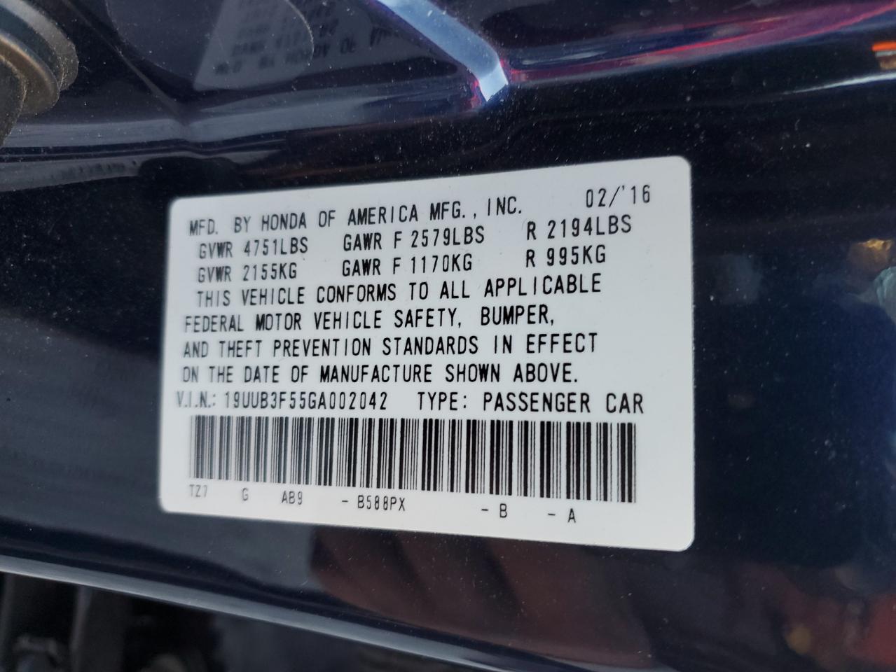 2016 Acura Tlx Tech VIN: 19UUB3F55GA002042 Lot: 92179505