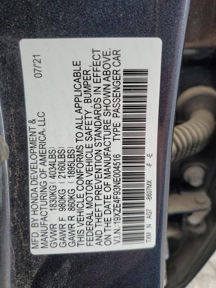 2022 Honda Insight Touring VIN: 19XZE4F93NE004516 Lot: 91559615