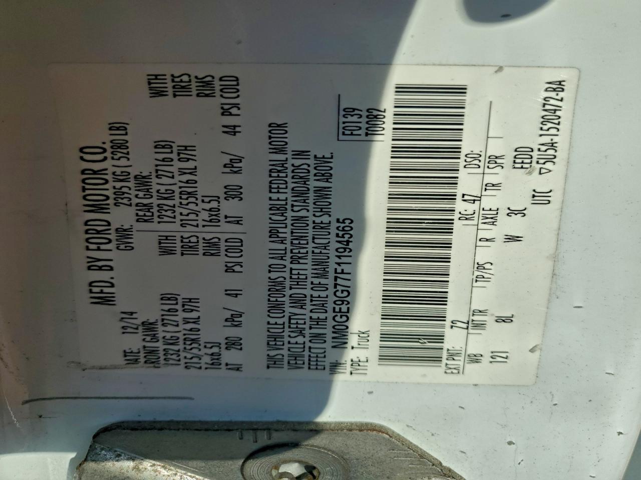 2015 Ford Transit Connect Titanium VIN: NM0GE9G77F1194565 Lot: 94129045