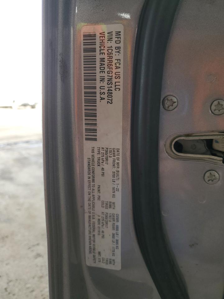 2022 Ram 1500 Classic Tradesman VIN: 1C6RR6FG7NS148072 Lot: 85497785