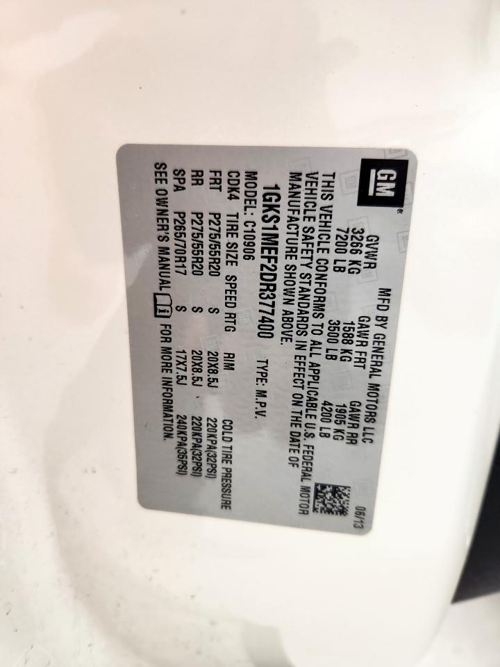 2013 GMC Yukon Xl Denali VIN: 1GKS1MEF2DR377400 Lot: 93376485