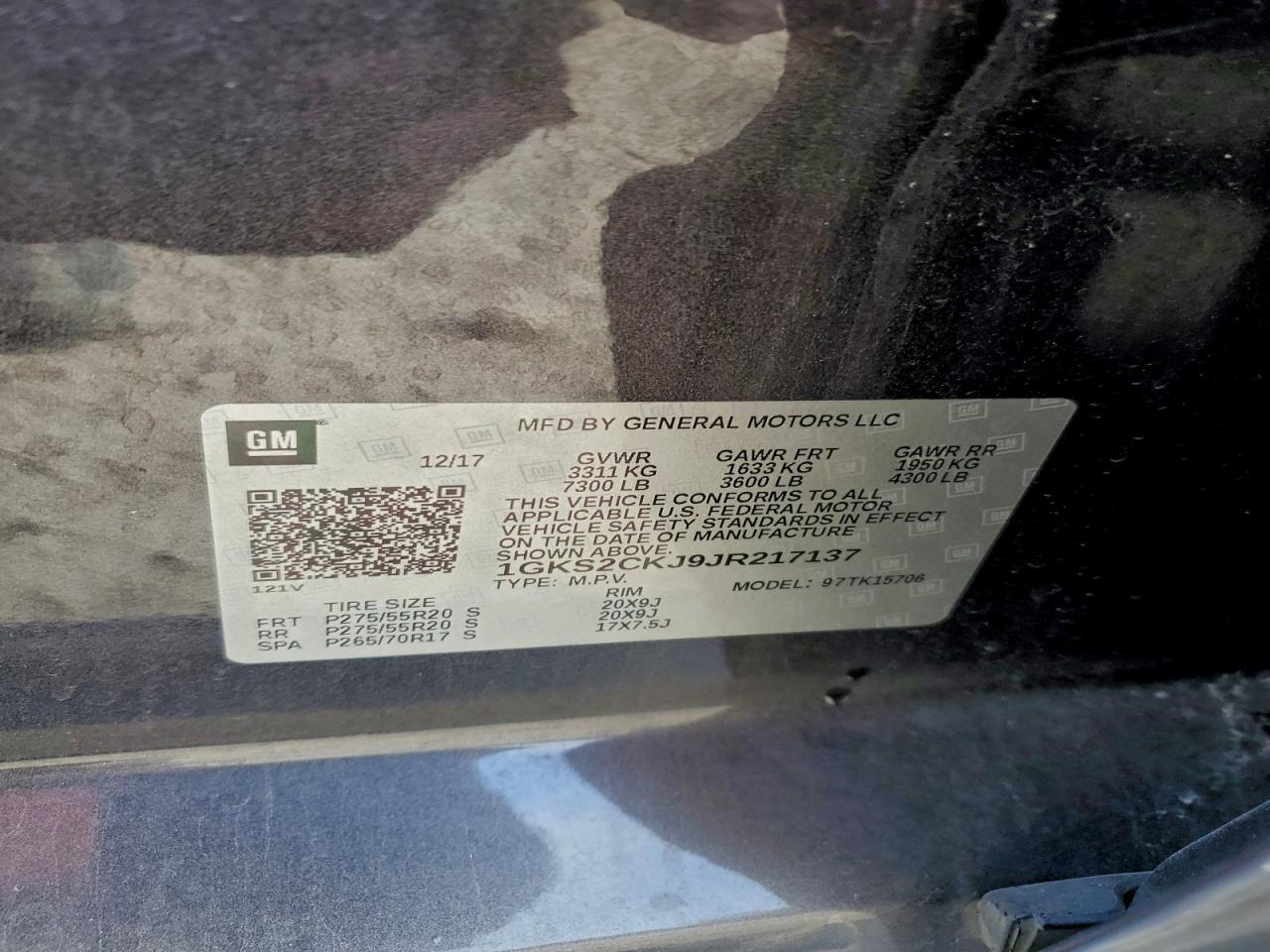 2018 GMC Yukon Denali VIN: 1GKS2CKJ9JR217137 Lot: 93657365