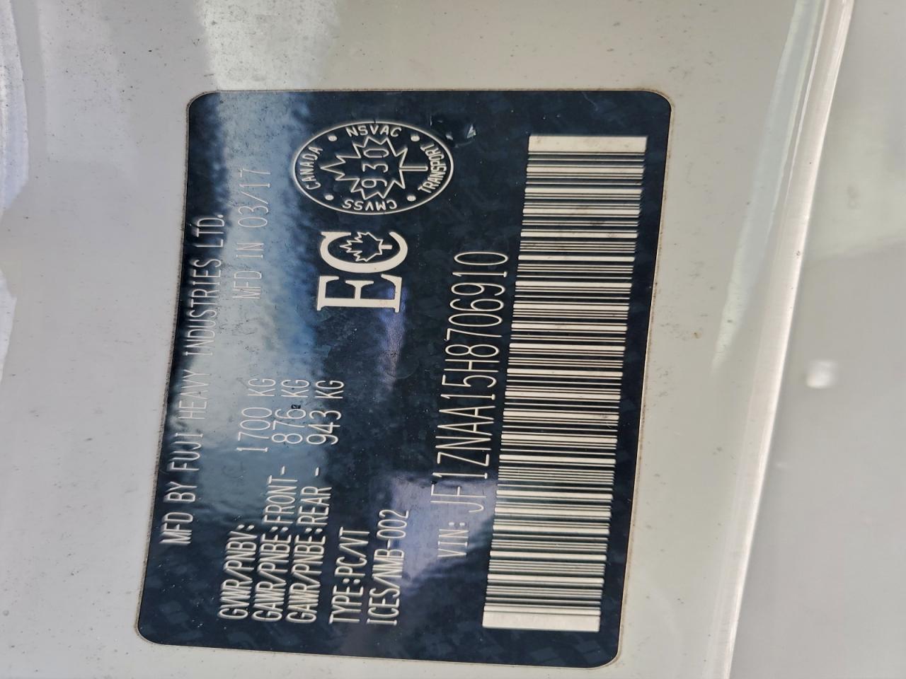 2017 Toyota 86 Base VIN: JF1ZNAA15H8706910 Lot: 92815815