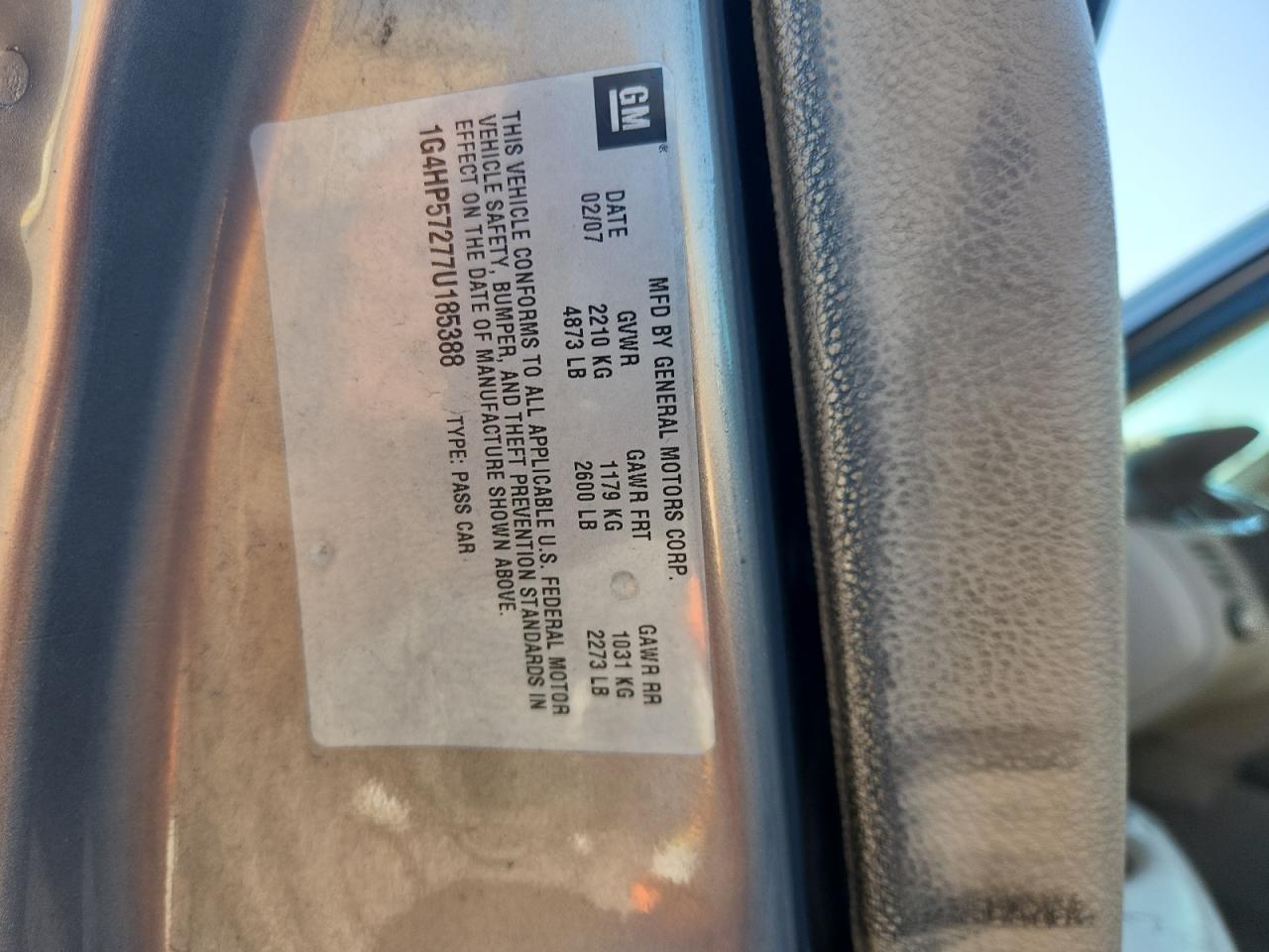 2007 Buick Lucerne Cx VIN: 1G4HP57277U185388 Lot: 93052455