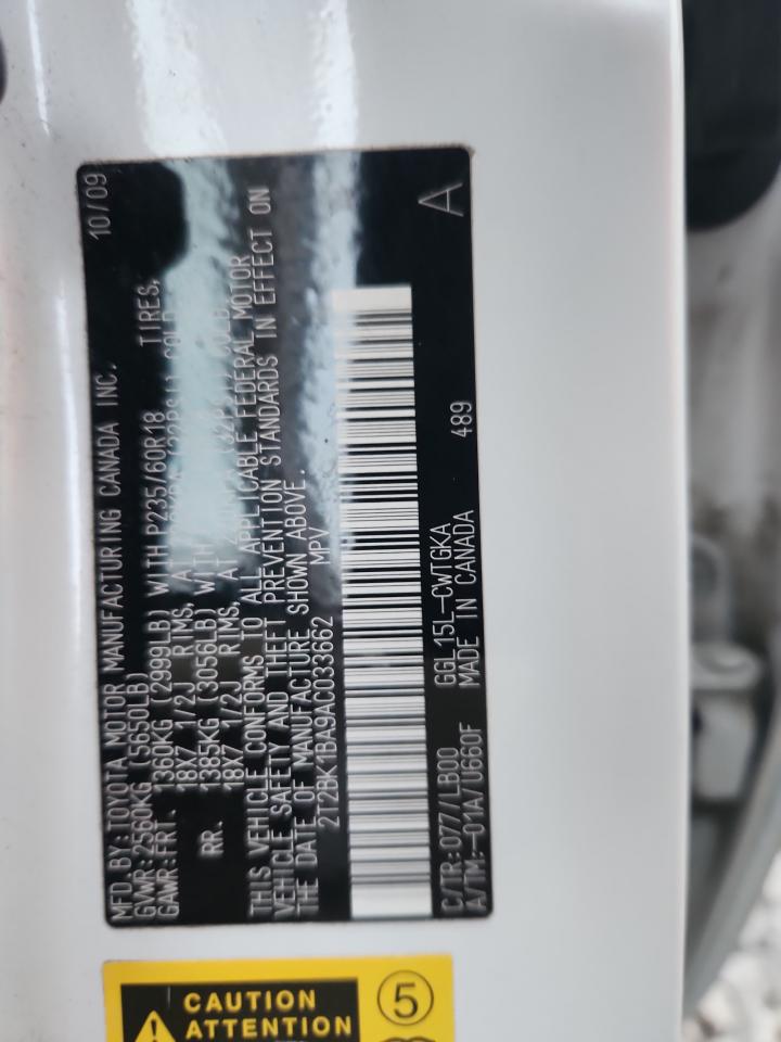 2010 Lexus Rx 350 VIN: 2T2BK1BA9AC033662 Lot: 92283155