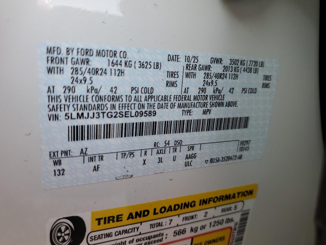 2025 Lincoln Navigator L Black Label VIN: 5LMJJ3TG2SEL09589 Lot: 92270455