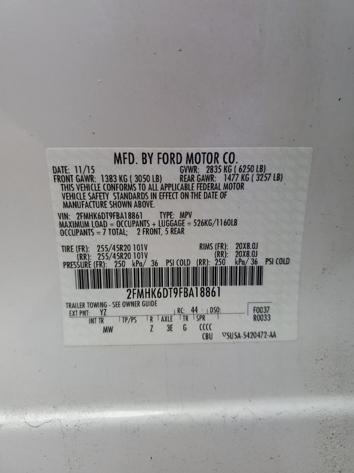 2015 Ford Flex Limited VIN: 2FMHK6DT9FBA18861 Lot: 93910845