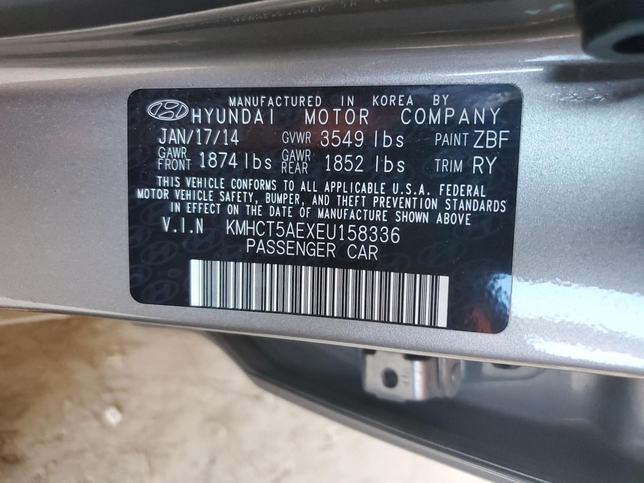 2014 Hyundai Accent Gls VIN: KMHCT5AEXEU158336 Lot: 91945825