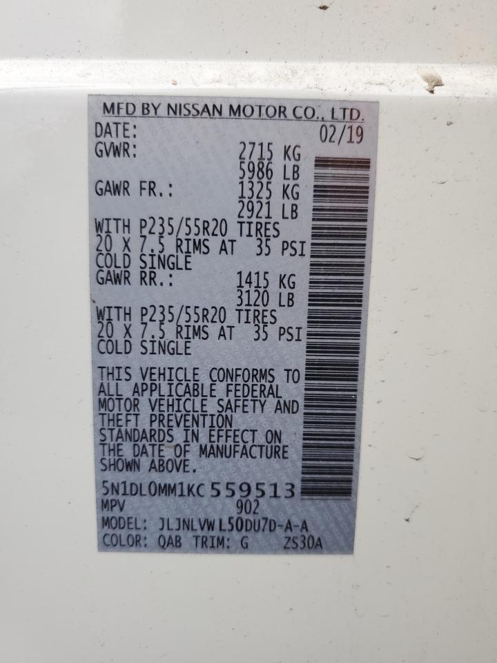 2019 Infiniti Qx60 Luxe VIN: 5N1DL0MM1KC559513 Lot: 91325875