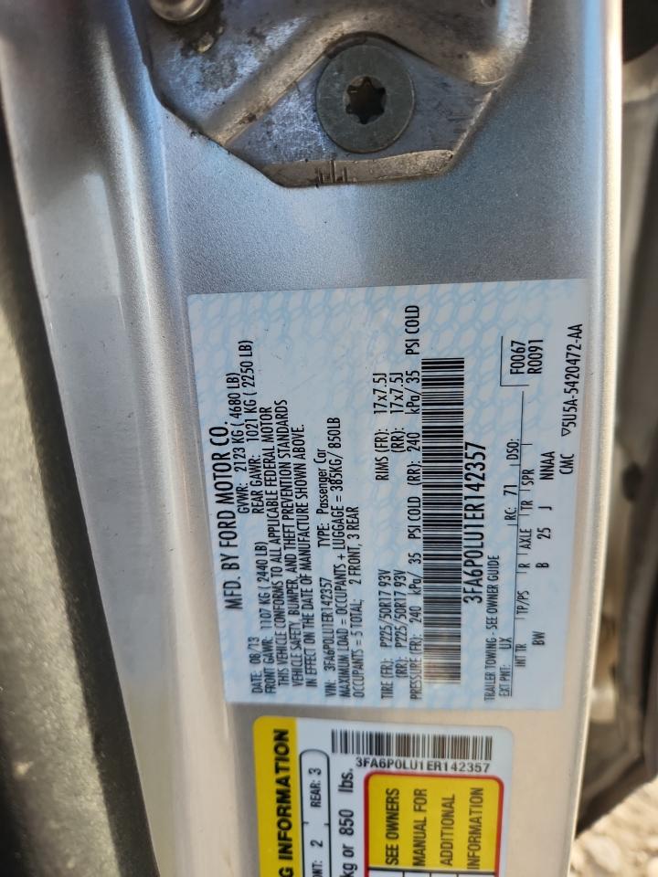 2014 Ford Fusion Se Hybrid VIN: 3FA6P0LU1ER142357 Lot: 91695825