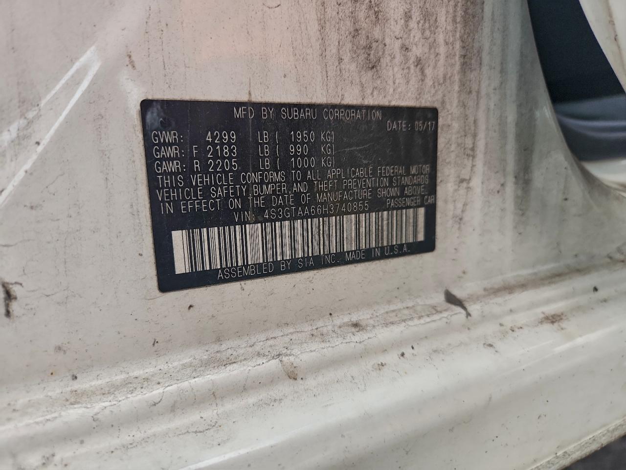 2017 Subaru Impreza VIN: 4S3GTAA66H3740855 Lot: 94313525