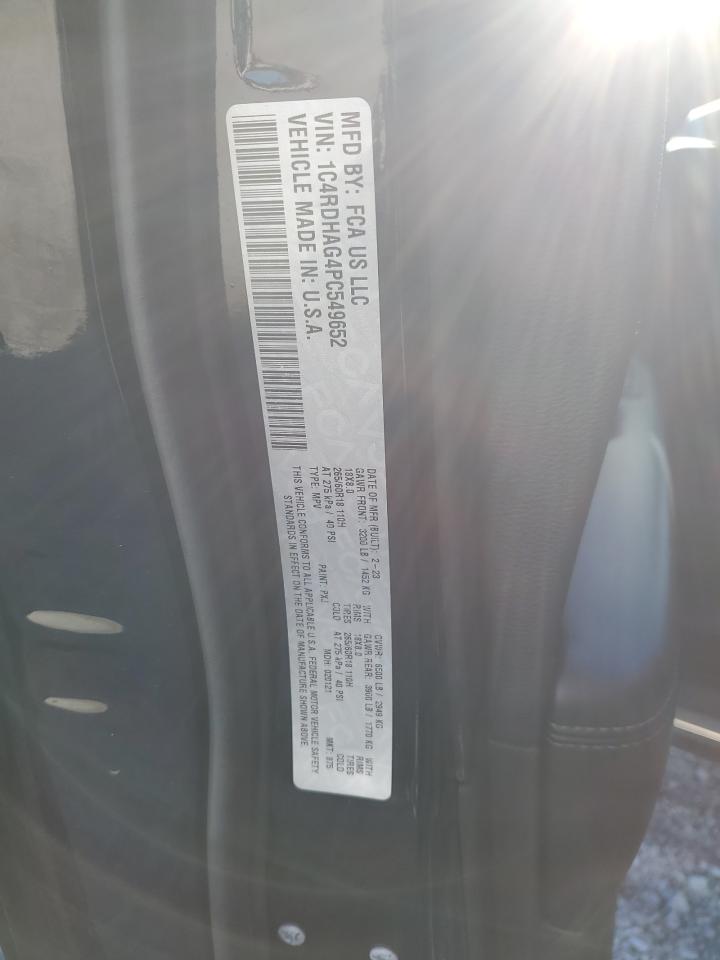 2023 Dodge Durango Sxt VIN: 1C4RDHAG4PC549652 Lot: 92864675