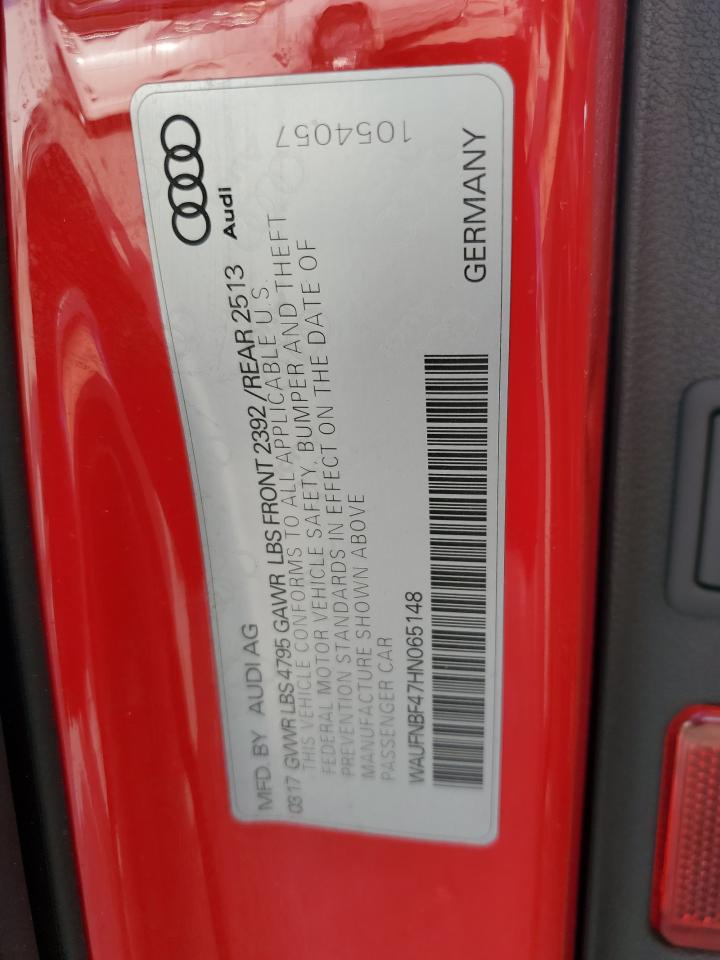 2017 Audi A4 Prestige VIN: WAUFNBF47HN065148 Lot: 91023775