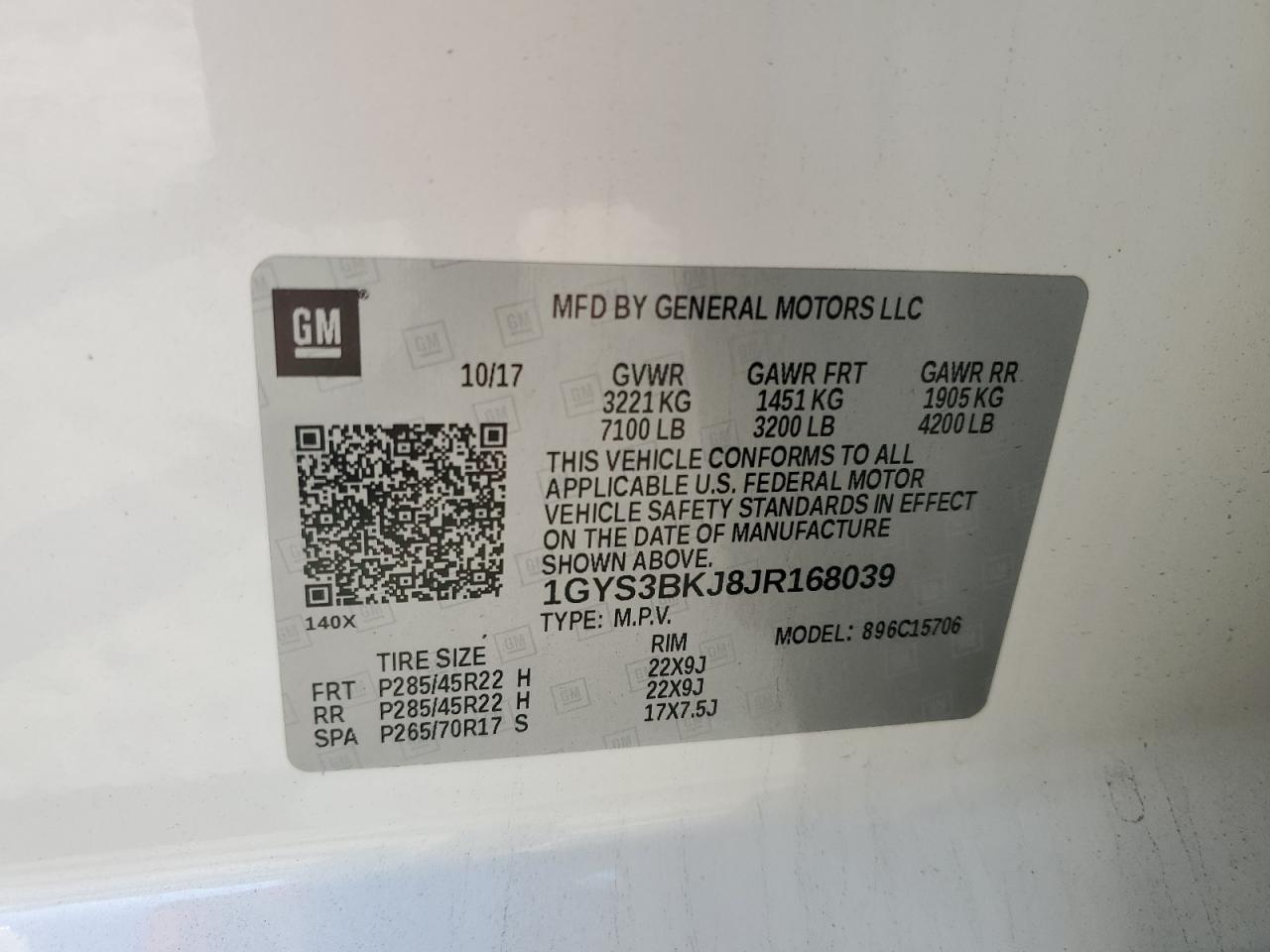 2018 Cadillac Escalade Luxury VIN: 1GYS3BKJ8JR168039 Lot: 91784305