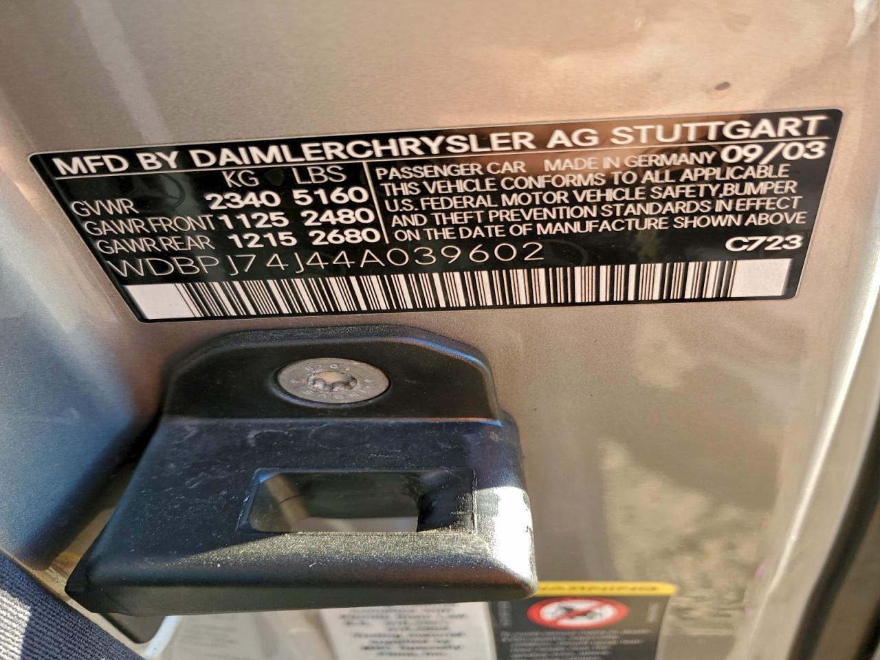 2004 Mercedes-Benz Cl 55 Amg VIN: WDBPJ74J44A039602 Lot: 94669455