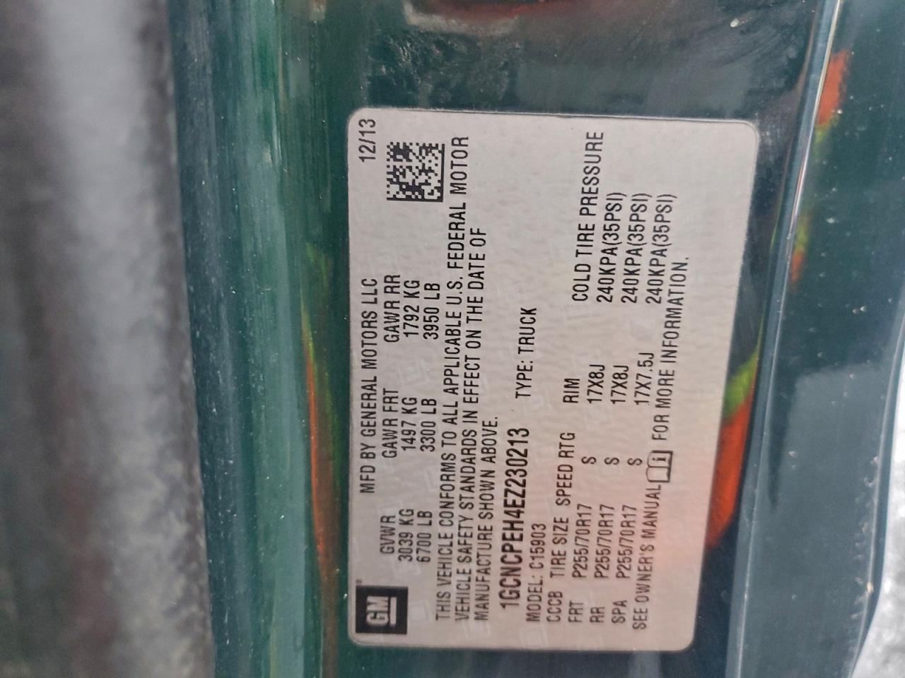 2014 Chevrolet Silverado C1500 VIN: 1GCNCPEH4EZ230213 Lot: 94741675