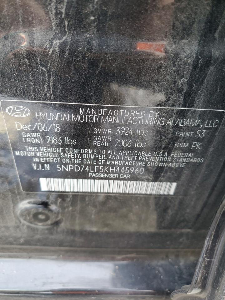 2019 Hyundai Elantra Se VIN: 5NPD74LF5KH445960 Lot: 93172355