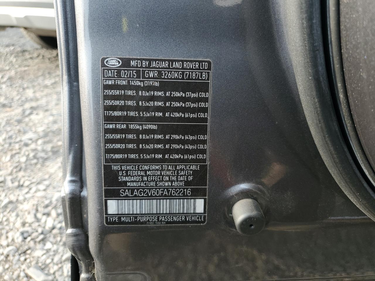 2015 Land Rover Lr4 Hse VIN: SALAG2V60FA762216 Lot: 92057415