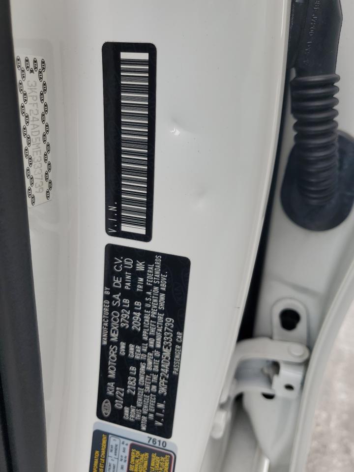 2021 Kia Forte Fe VIN: 3KPF24AD5ME333739 Lot: 91890185