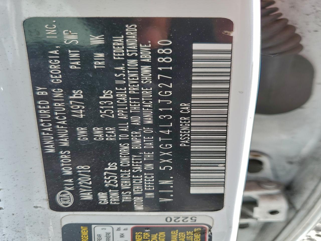 2018 Kia Optima Lx VIN: 5XXGT4L31JG271880 Lot: 94651935