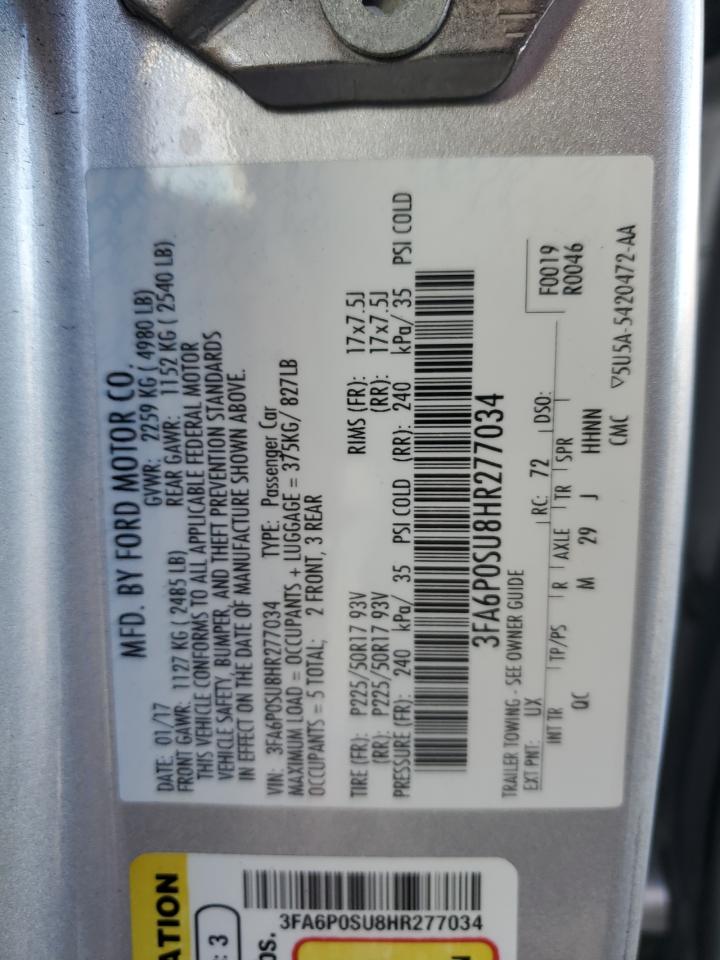 2017 Ford Fusion Titanium Phev VIN: 3FA6P0SU8HR277034 Lot: 90500655