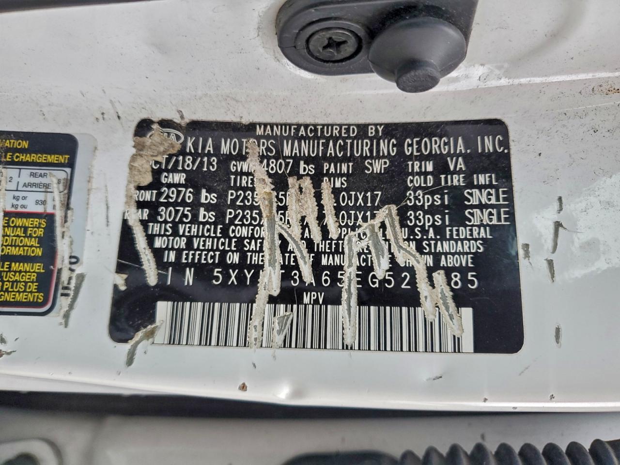 2014 Kia Sorento Lx VIN: 5XYKT3A65EG526985 Lot: 91467995