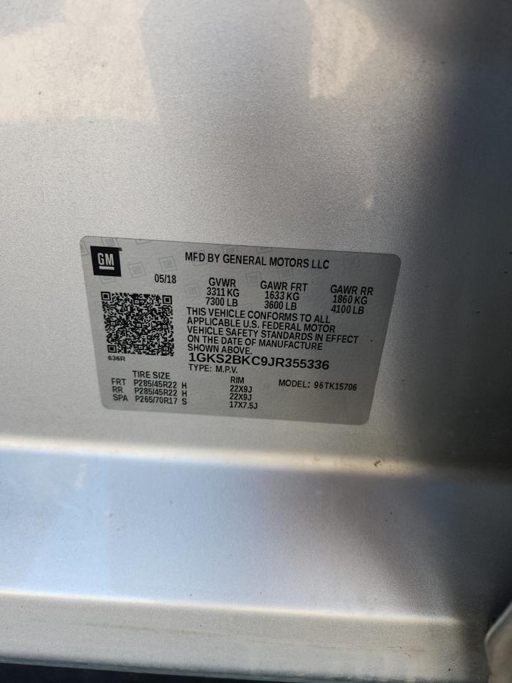 2018 GMC Yukon Slt VIN: 1GKS2BKC9JR355336 Lot: 92677355