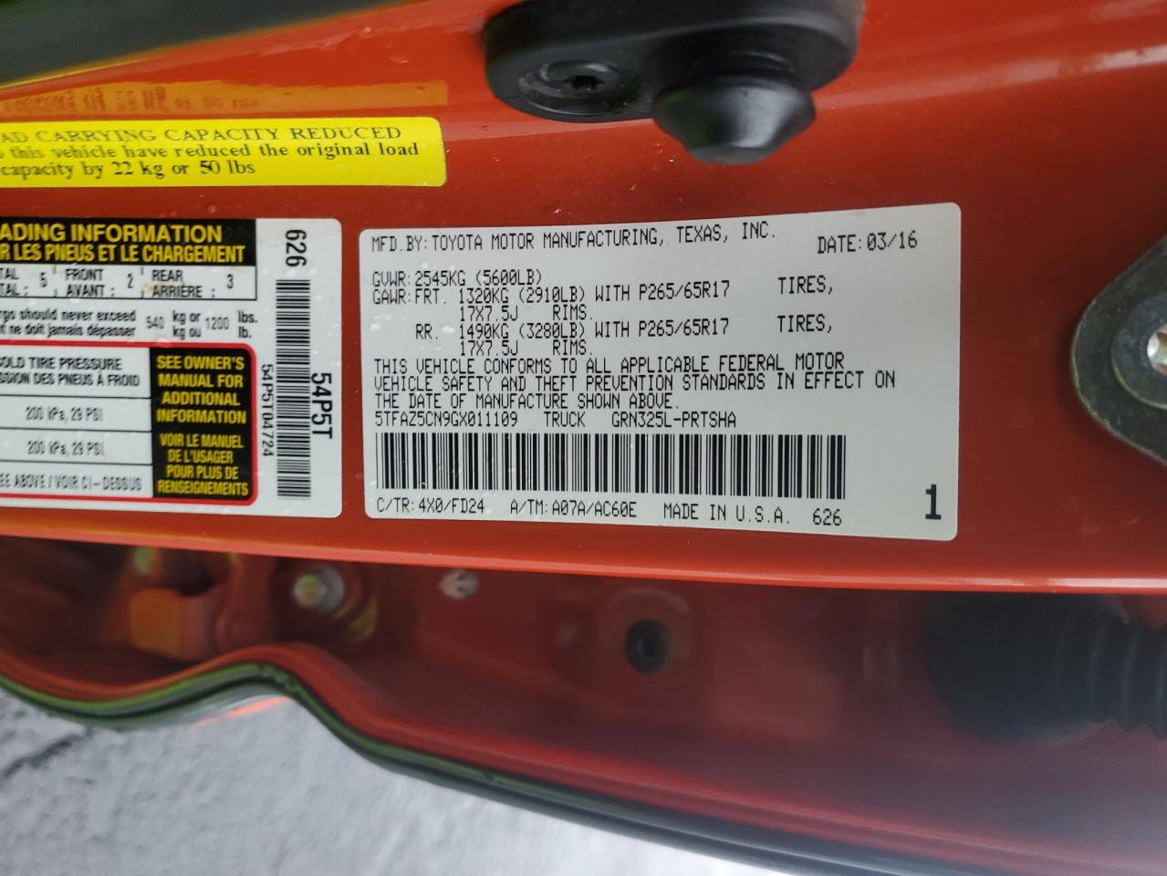 2016 Toyota Tacoma Double Cab VIN: 5TFAZ5CN9GX011109 Lot: 93119545