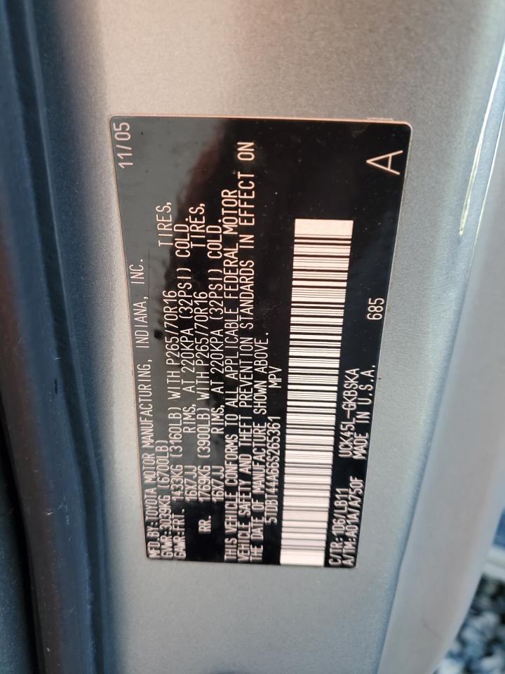 2006 Toyota Sequoia Sr5 VIN: 5TDBT44A66S265361 Lot: 93522745