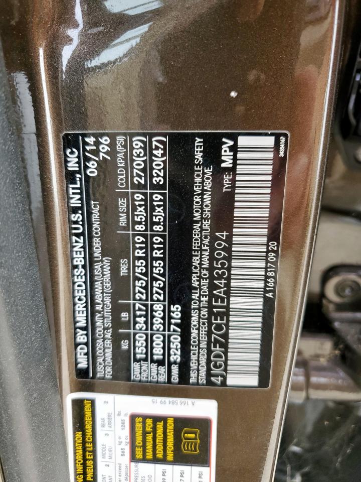 2014 Mercedes-Benz Gl 450 4Matic VIN: 4JGDF7CE1EA435994 Lot: 91732055